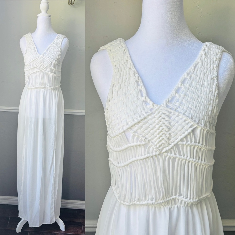 Swimsuit Coverup White Crochet Top